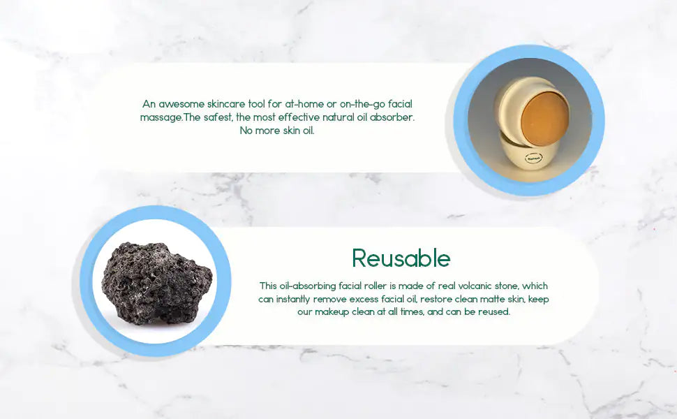 PureMatte™ Volcanic Oil Control Roller
Instant Shine Reduction